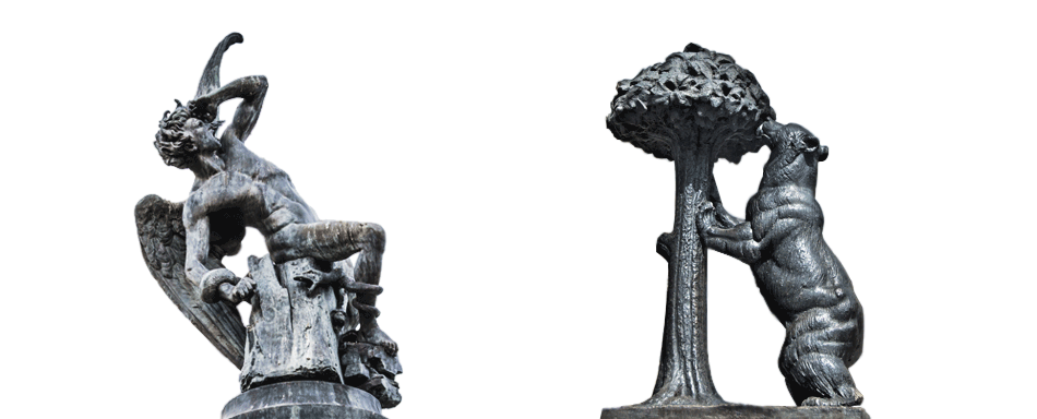 Statues of a demon and a bear