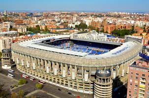 Aerial view of the Santiago Bernabéu Stadium in Madrid