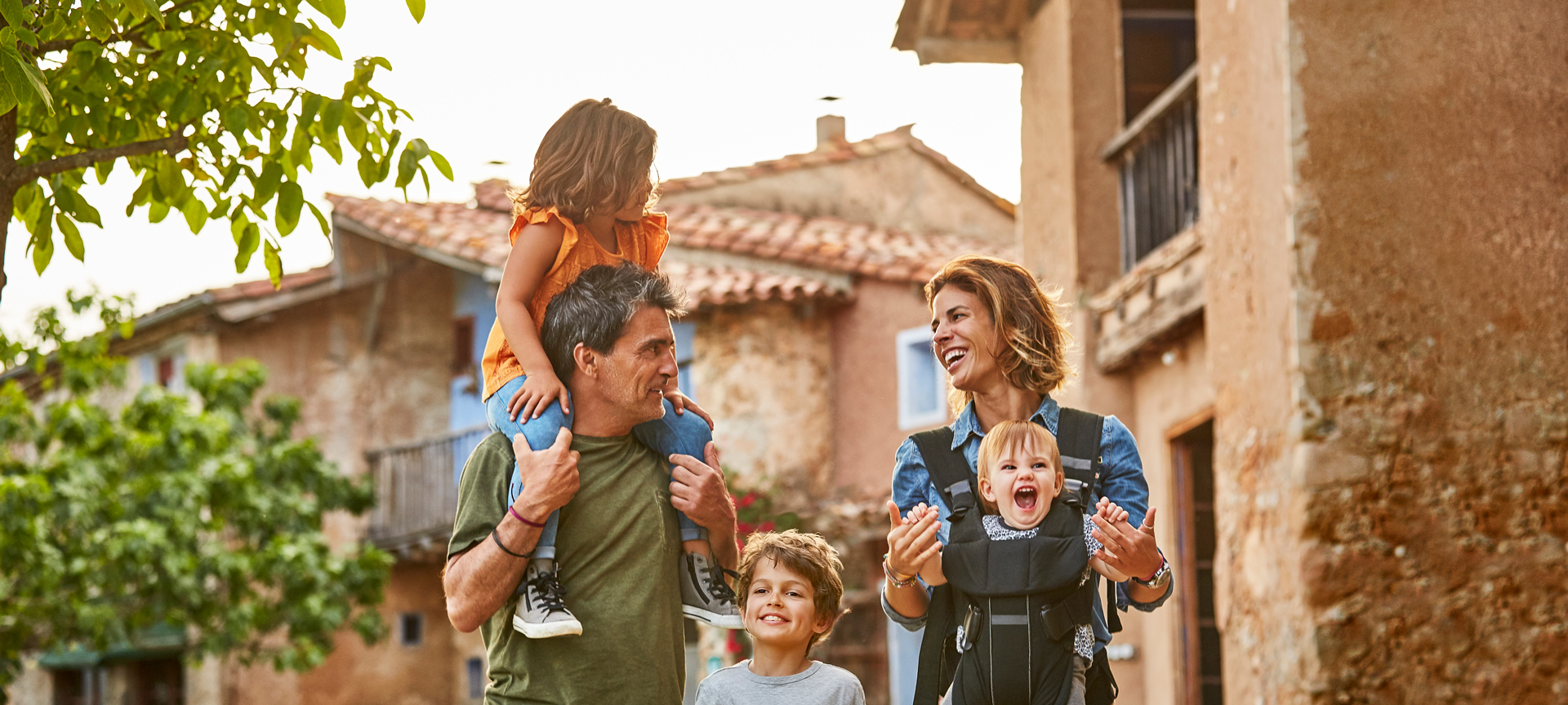 Family enjoying their holiday at a country house lodge in Spain