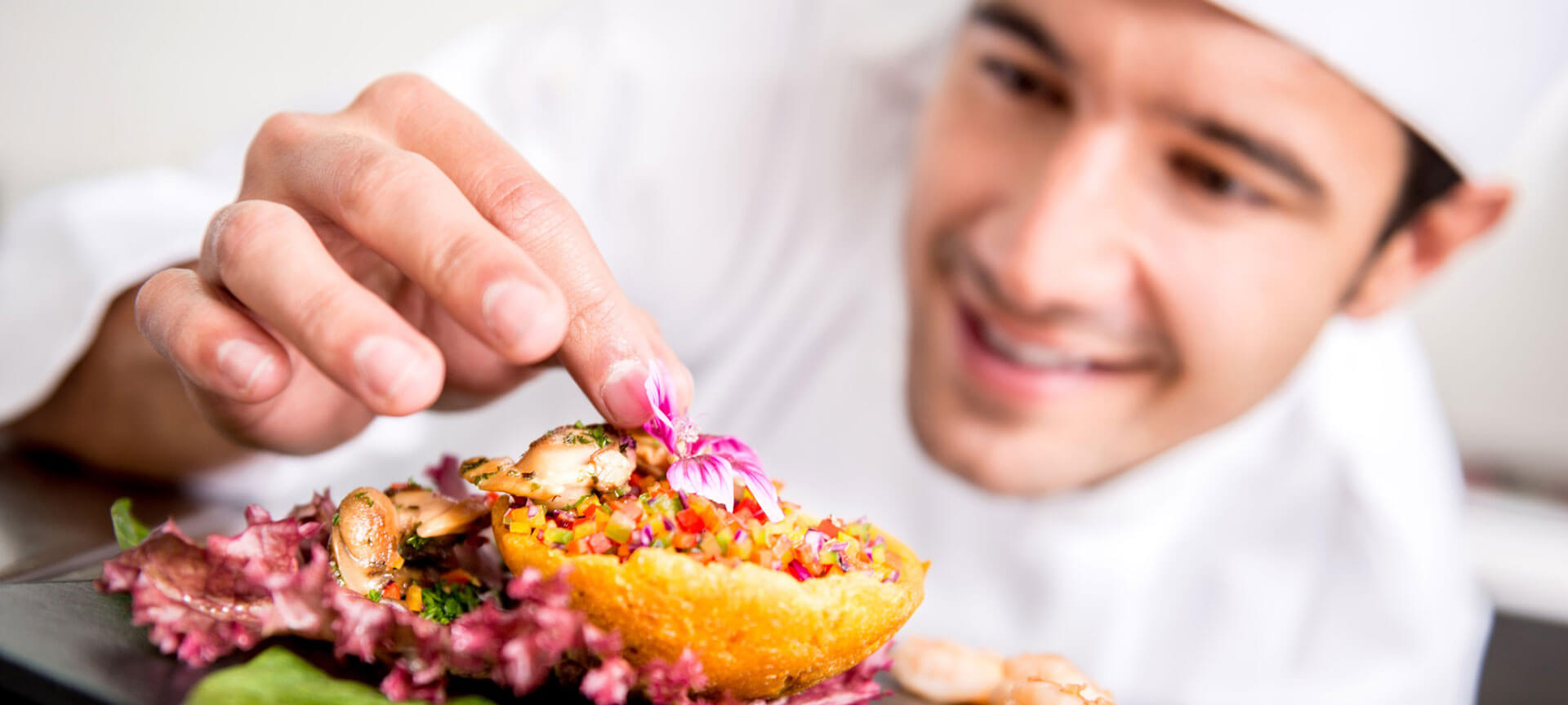 Chef plating food