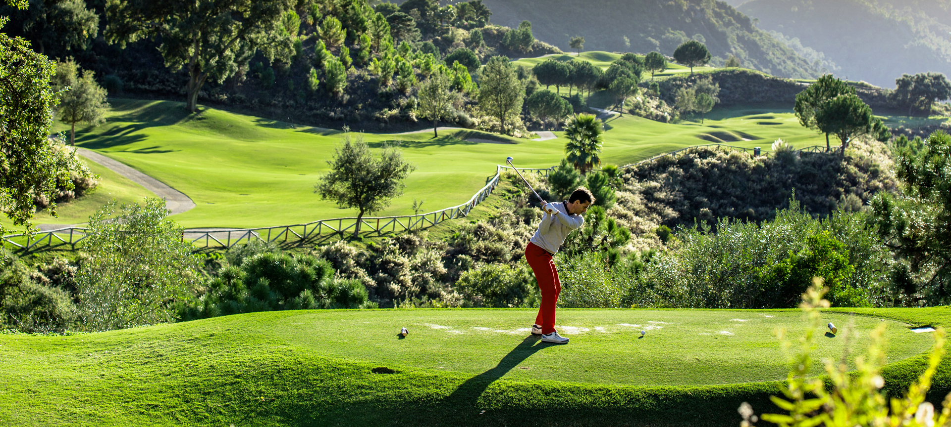 Playing golf at La Zagaleta golf course in Malaga, Andalusia