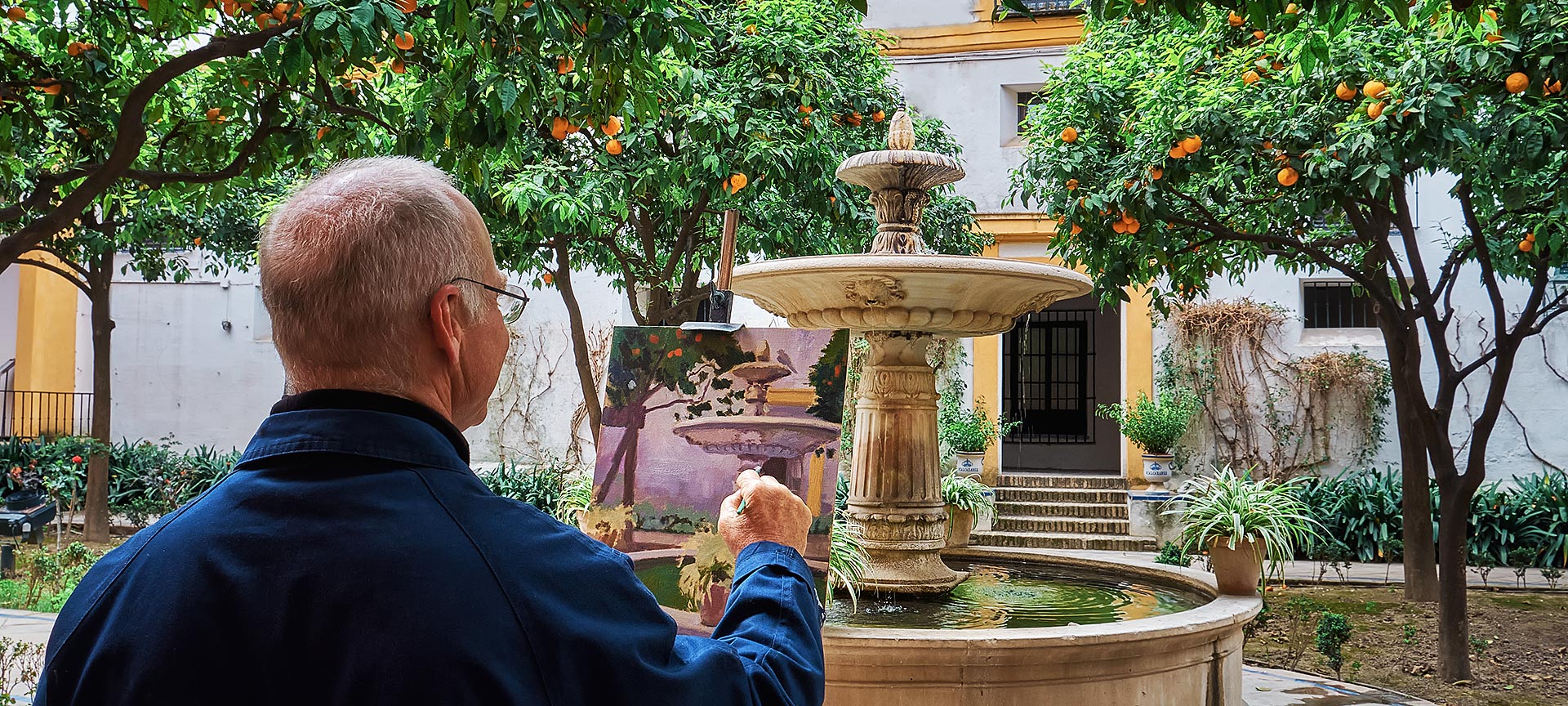 Peintre à l'Alcazar royal de Séville