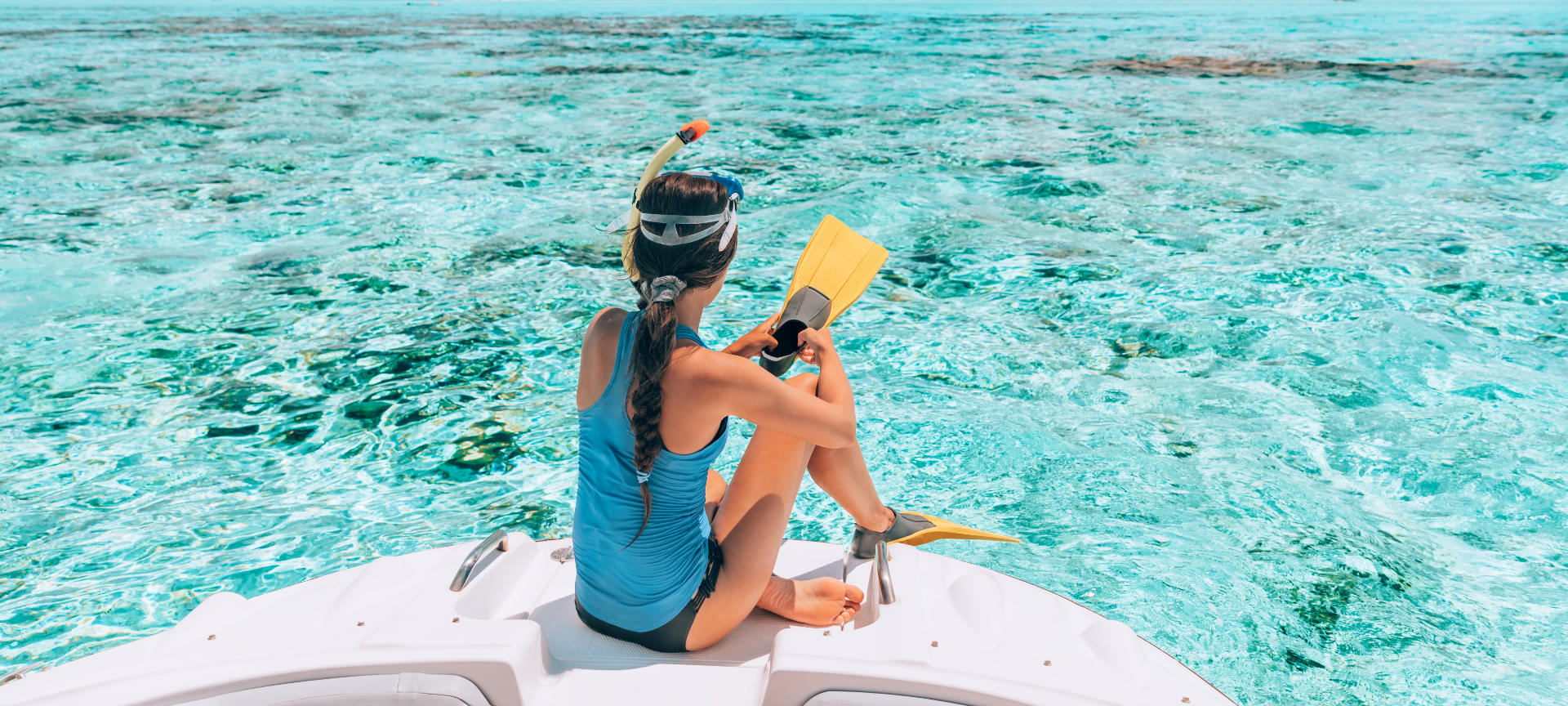 Girl snorkeling in Menorca, Balearic Islands