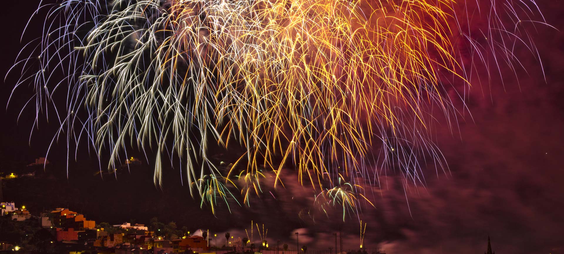 Fireworks during the Crosses and Fires of May festivities in Los Realejos