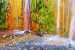 Cascada de Colores in the Caldera de Taburiente National Park. Island of La Palma. Canary Islands.
