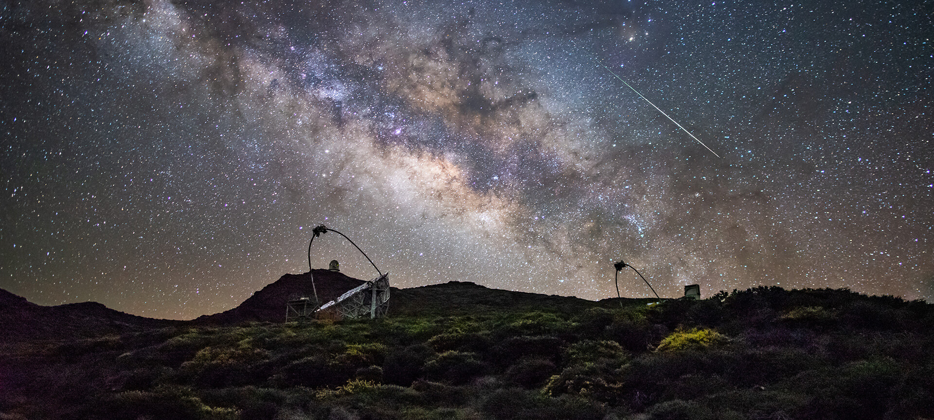 Night sky and observatory in La Palma, Canary Islands