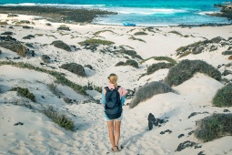 Tourist on a beach in Lanzarote, Canary Islands