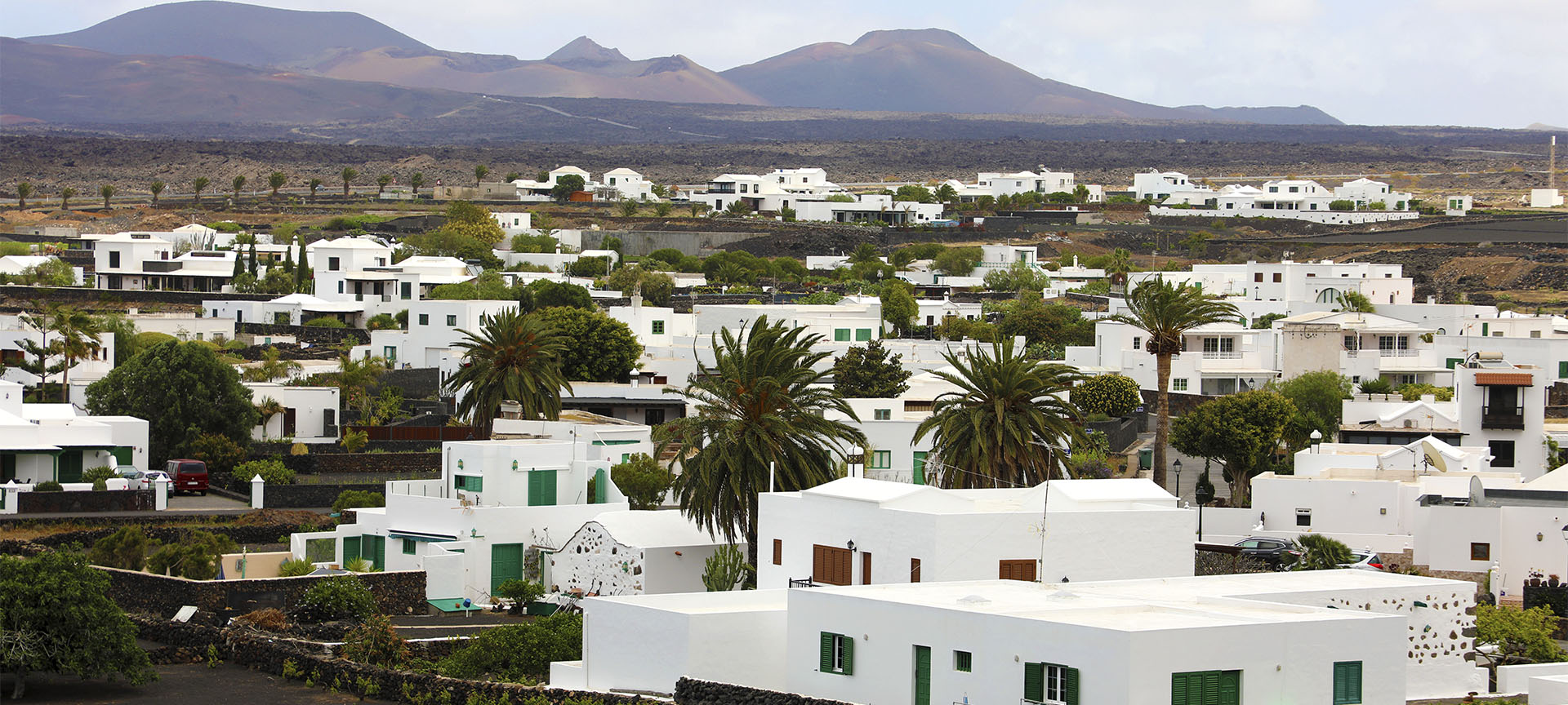 Panoramic view of Yaiza on the island of Lanzarote (Canary Islands)