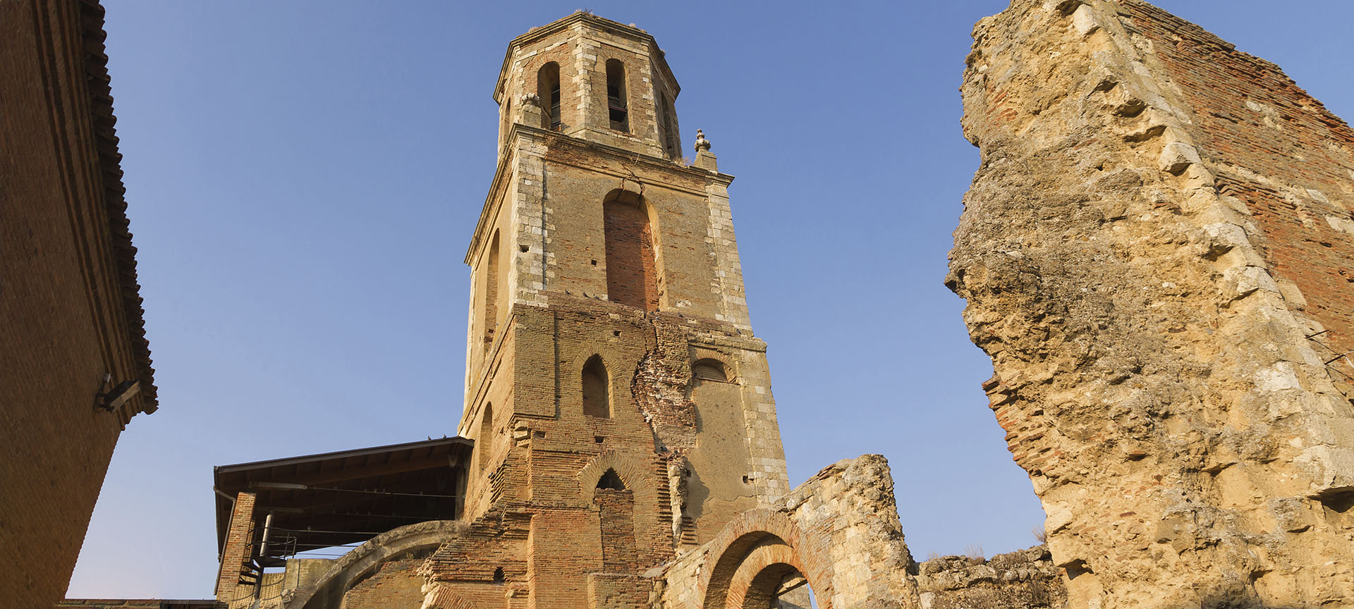 Clock tower and ruins of the Monastery of San Benito in Sahagún, León (Castilla y León)