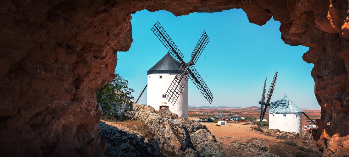 Detail of windmills in Consuegra (Toledo), Castile-La Mancha Detail of windmills in Consuegra (Toledo), Castile-La Mancha