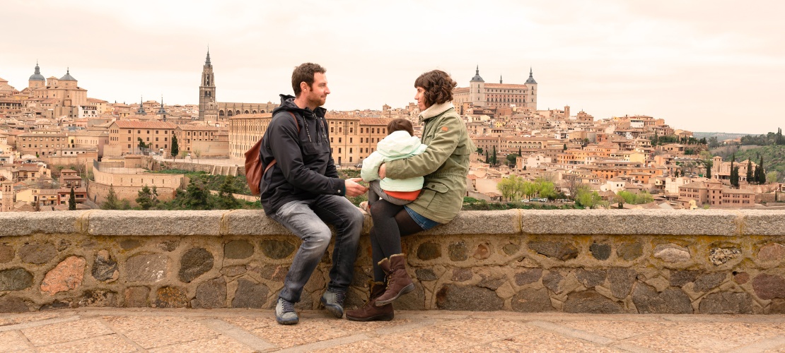 Family at the viewpoint of Toledo valley, Castile-La Mancha Family at the viewpoint of Toledo valley, Castile-La Mancha