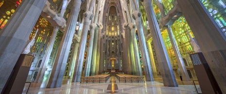 Interior of the Sagrada Familia in Barcelona, Catalonia Interior of the Sagrada Familia in Barcelona, Catalonia