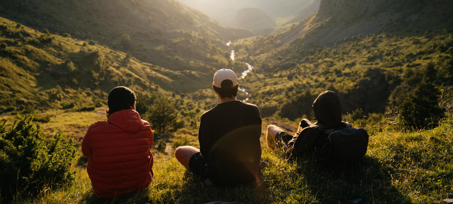 Hikers admiring the scenery in the Catalan Pyrenees