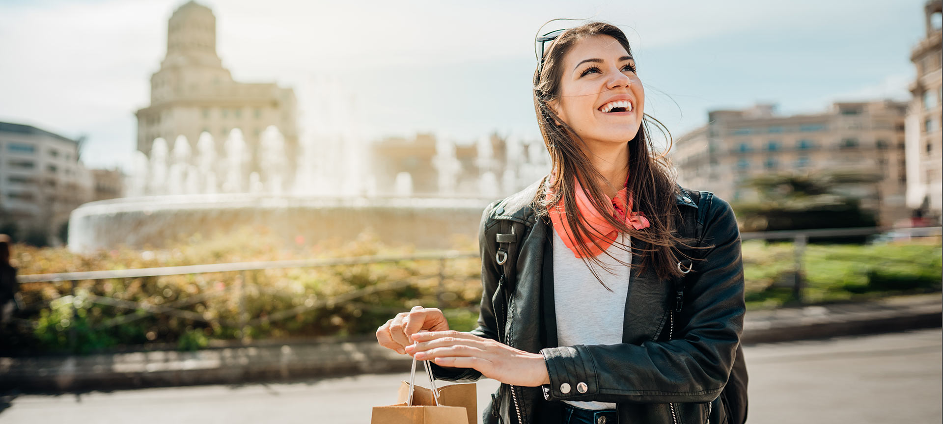 A tourist shopping in Barcelona