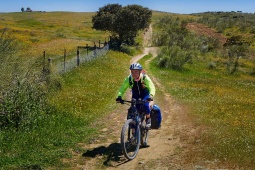 A cyclist on the Silver Route as it passes through Extremadura