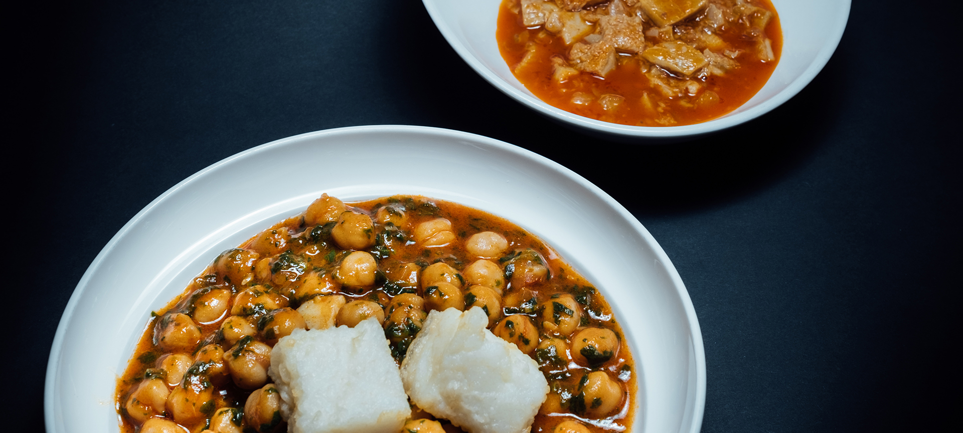 Chickpeas with cod and spinach, typical dish of the Desarme of Oviedo, Asturias
