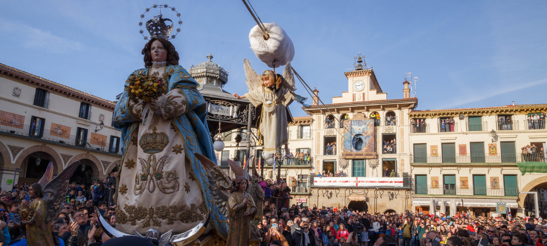 A little girl plays the central role in the Descent of the Angel, lowered to remove the black mourning veil from the image of the Virgin