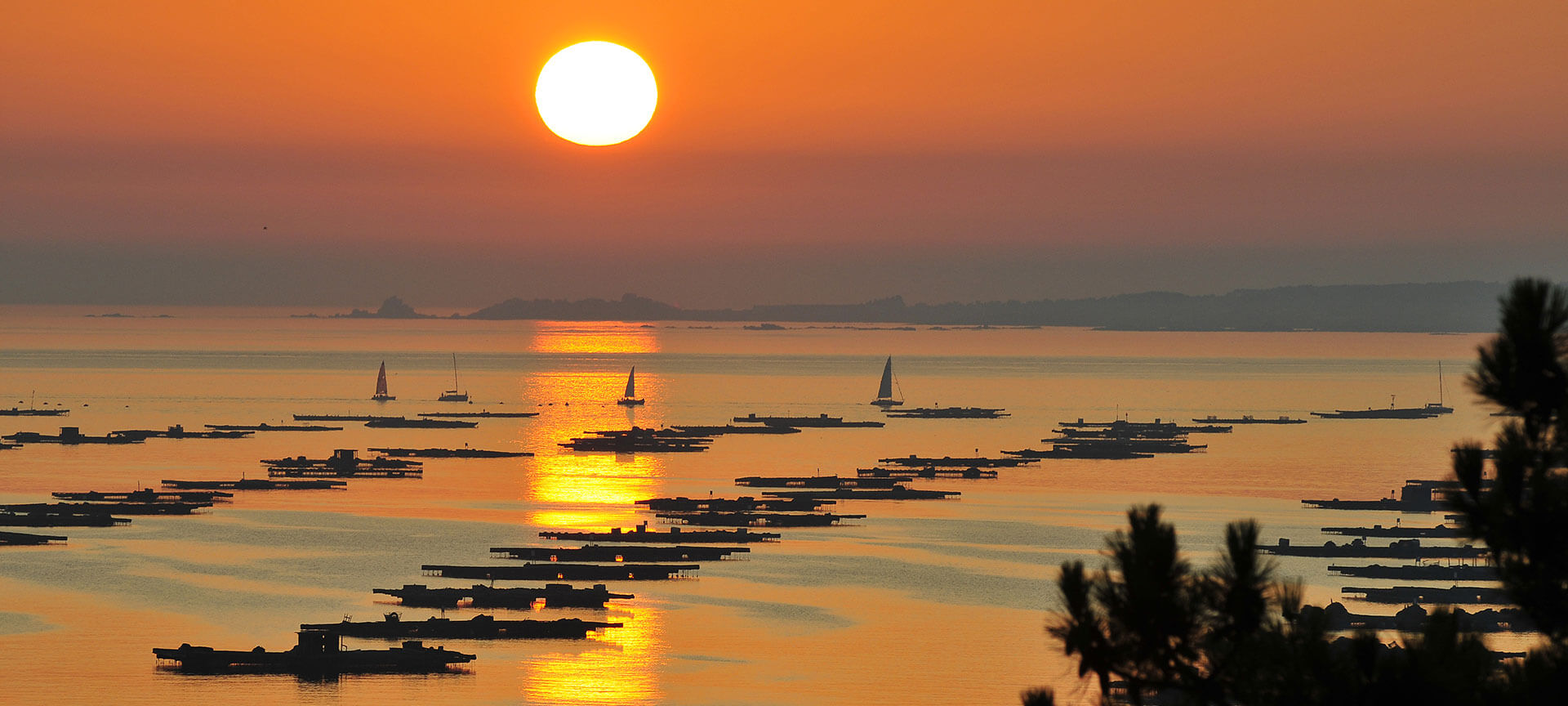 Coucher de soleil dans les Rías Baixas, province de Pontevedra