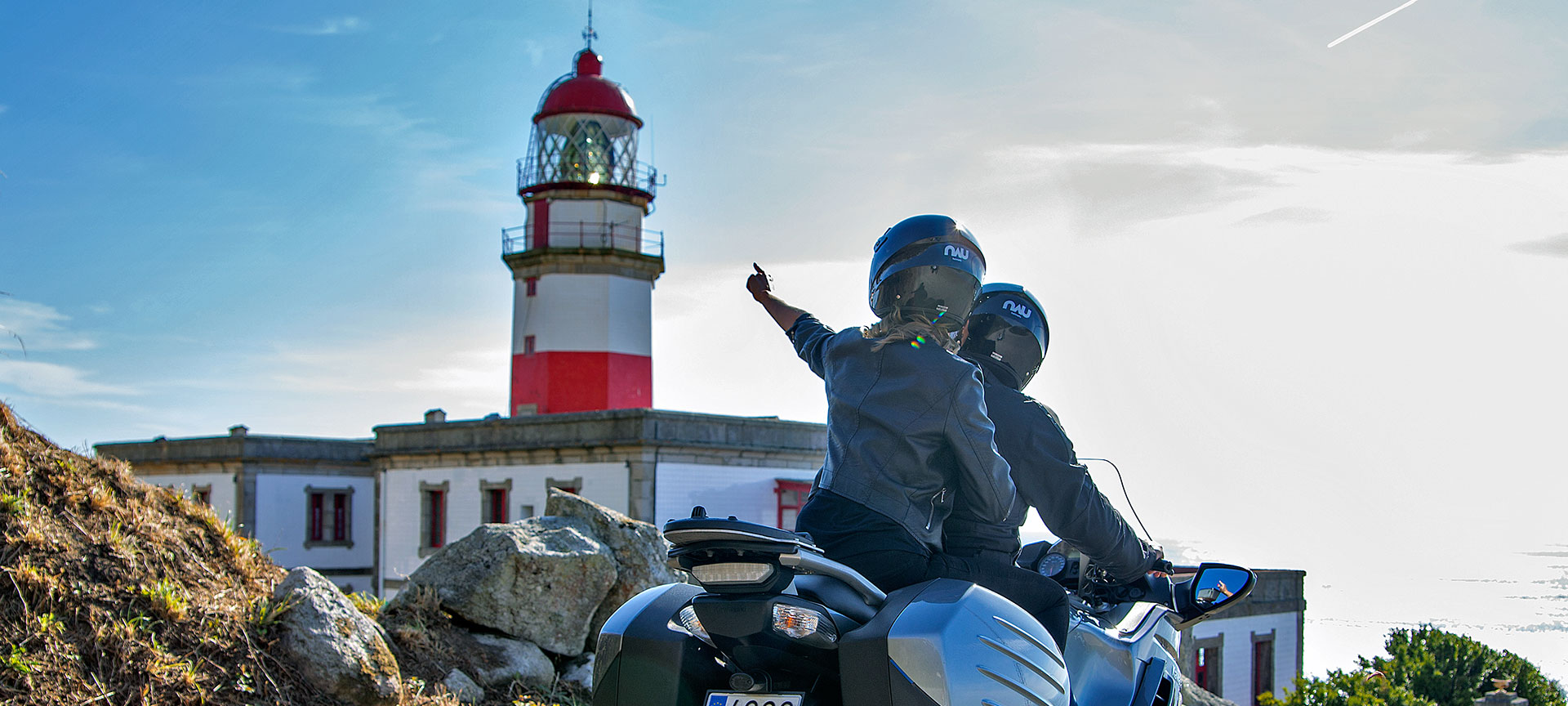 Tourists on motorbikes on the Galicia lighthouses route