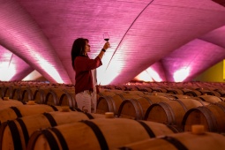 Woman with a glass of wine in her hand