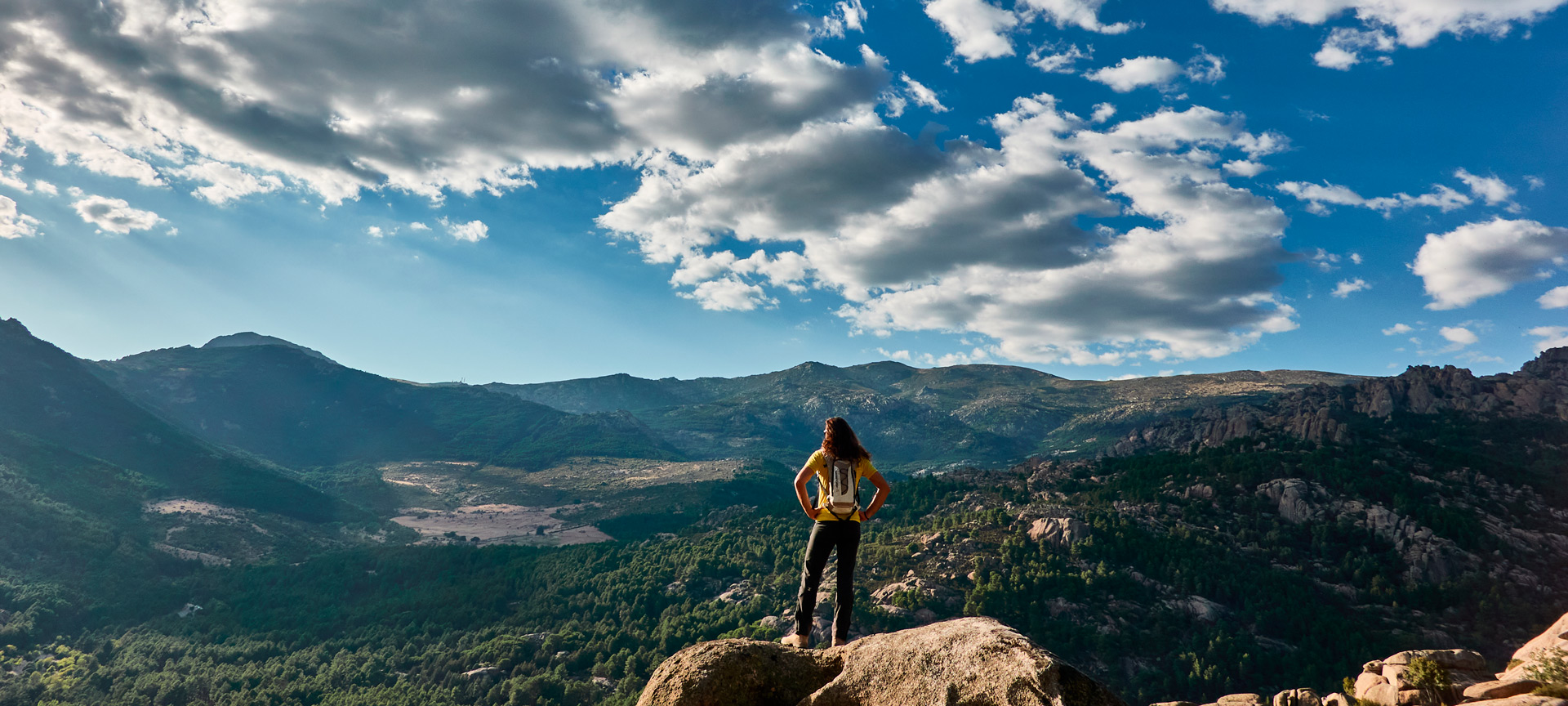 Hiker in the Sierra de Guadarrama National Park, Madrid