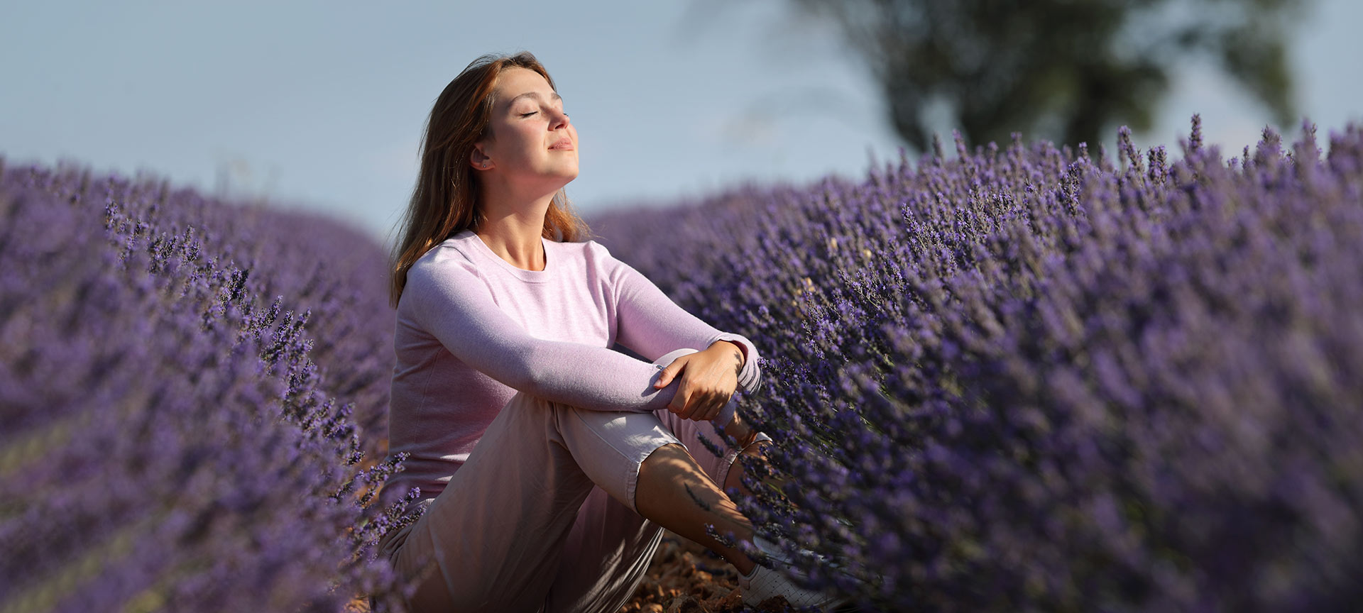 Tourist in a lavender field