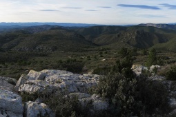 Panoramiczny widok z parku przyrody El Garraf w Barcelonie