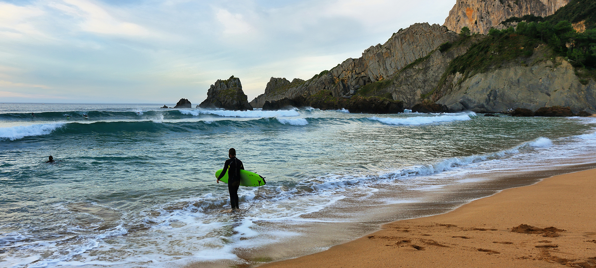 Surfers on Laga Beach. Ibarranguelua