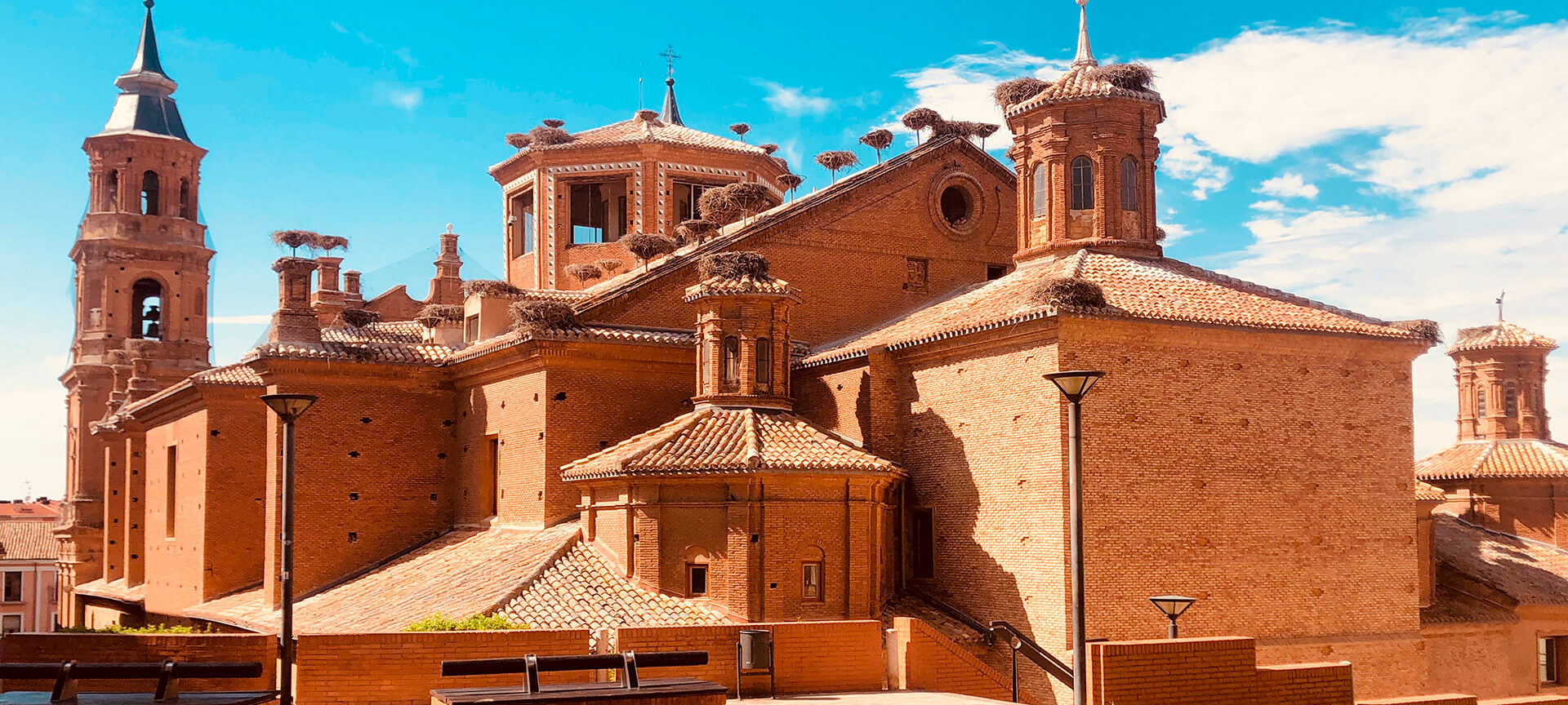 Collegiate church of San Miguel in Alfaro. The largest colony of storks in Europe