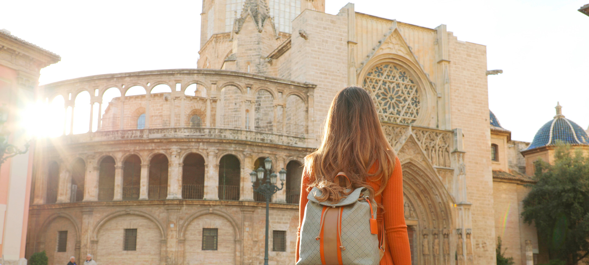 Girl contemplating Valencia cathedral
