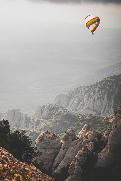 Hot-air balloon in Montserrat, Catalonia