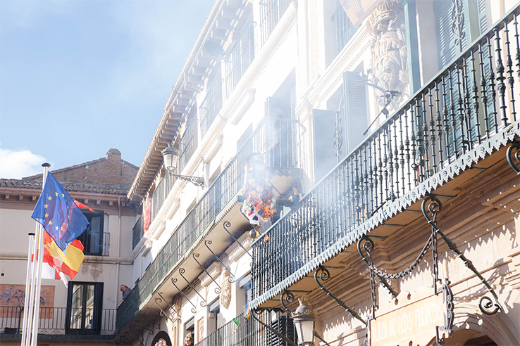 Procession of the burning of the Volatin, a wood and cloth dummy with a real firecracker in its mouth Procession of the burning of the Volatin, a wood and cloth dummy with a real firecracker in its mouth