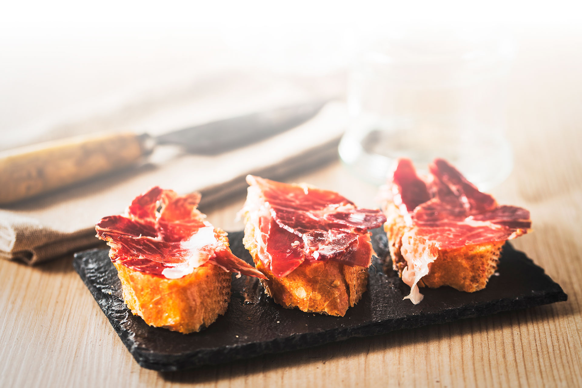 Cured ham tapa
