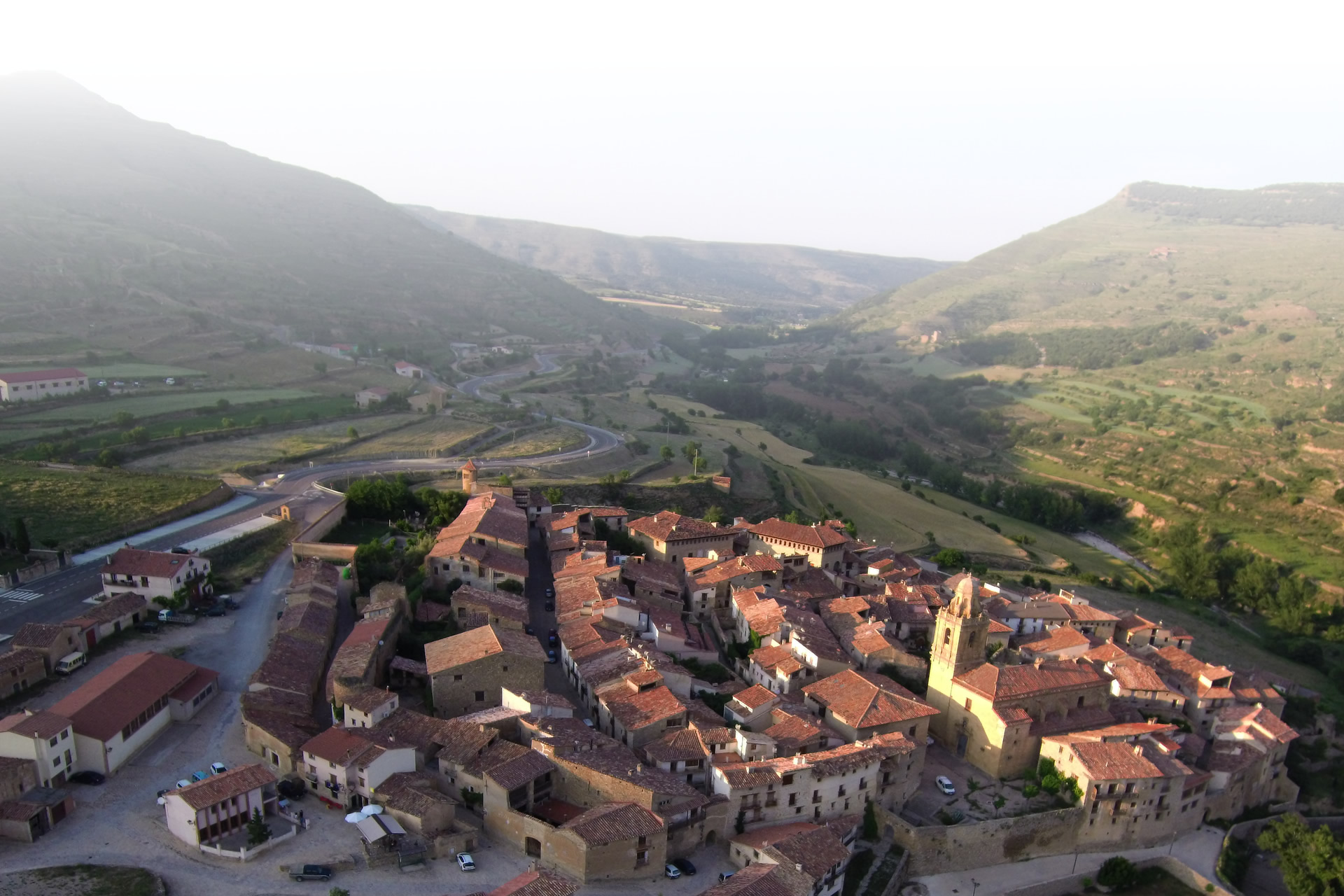 Vue aérienne de Mirambel, province de Teruel (Aragon)