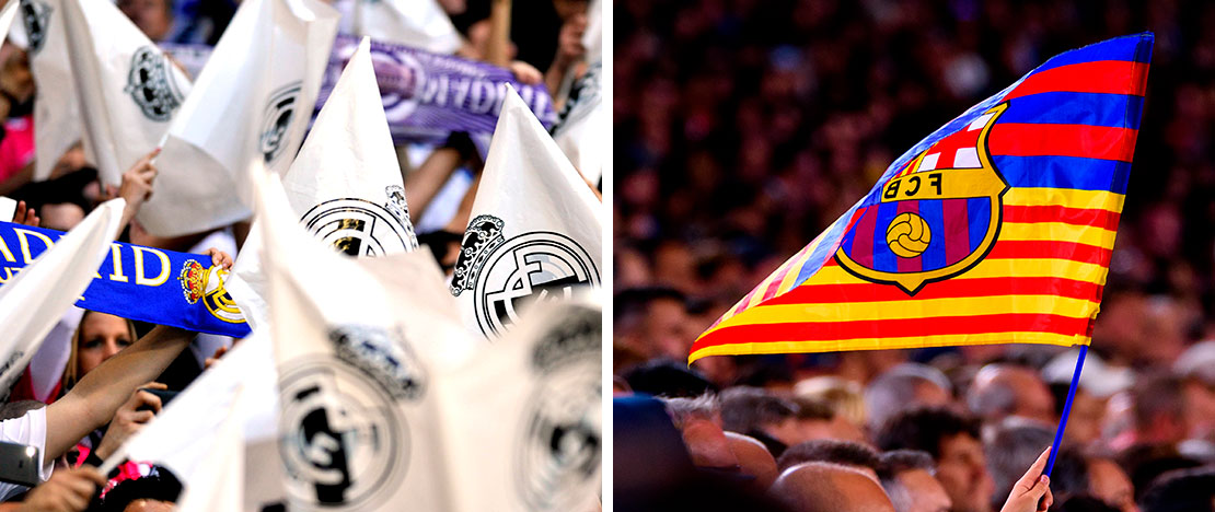 Real Madrid and FC Barcelona supporters
