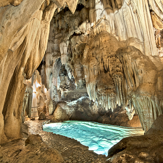 Views of the Great Hall of Gruta de las Maravillas in Aracena. Huelva, Andalusia.
