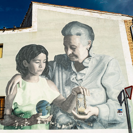 Illustration sur un bâtiment de la route du vin de Cariñena