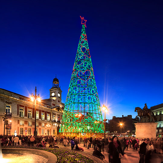 Puerta del Sol in Madrid at Christmas