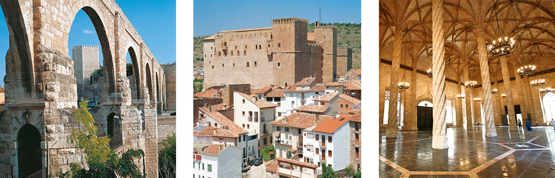 Arcos de Teruel. Burg von Mora de Rubielos und die Seidenbörse in Valencia