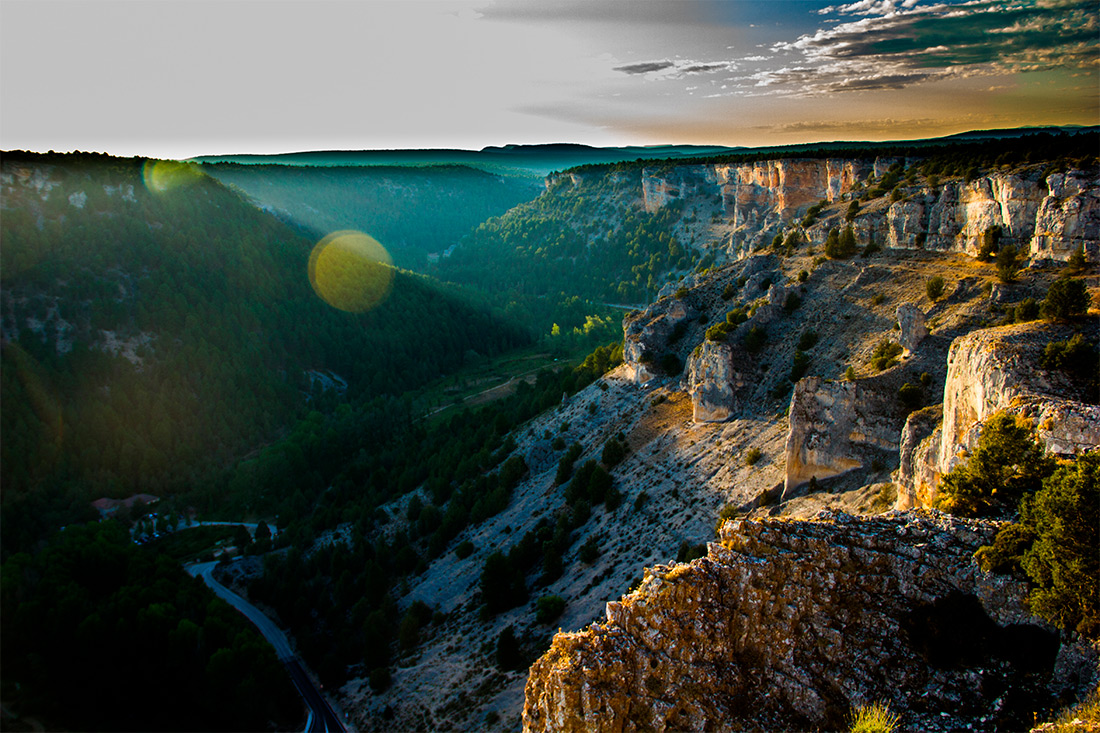 Schlucht des Lobos-Flusses bei Sonnenuntergang