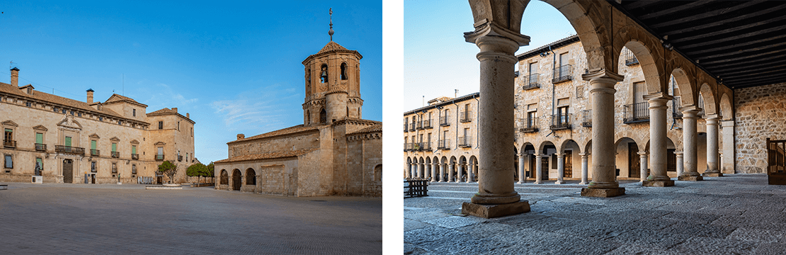 Left: Almazán in Soria. Right: Plaza in Sigüenza, Guadalajara Left: Almazán in Soria. Right: Plaza in Sigüenza, Guadalajara