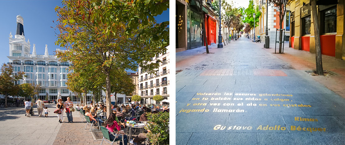Sinistra: Plaza de Santa Ana / Destra: Quartiere di Letras, Madrid ©Vivvi Smak