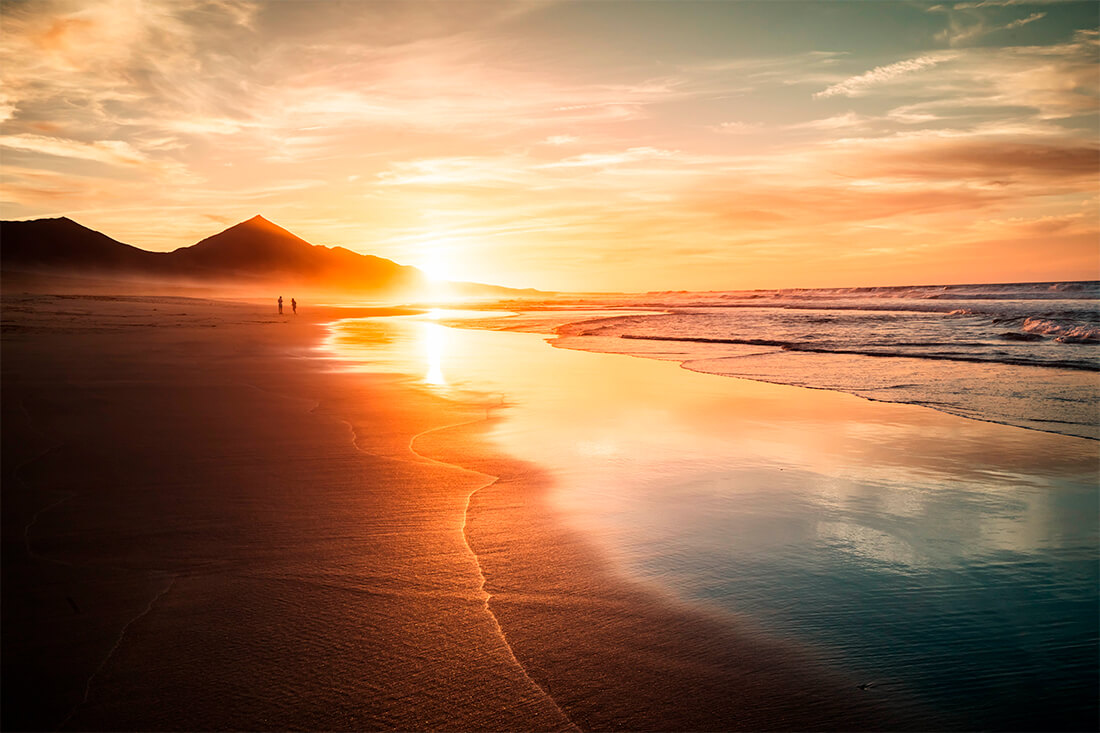 Plaża Cofefe o zmierzchu, Fuerteventura
