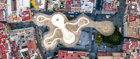 Aerial view of the Metropol Parasol in Seville Aerial view of the Metropol Parasol in Seville