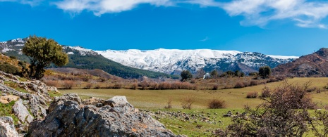Vista de montañas en el Parque Nacional de Sierra Nevada en Granada, Andalucía Vista de montañas en el Parque Nacional de Sierra Nevada en Granada, Andalucía