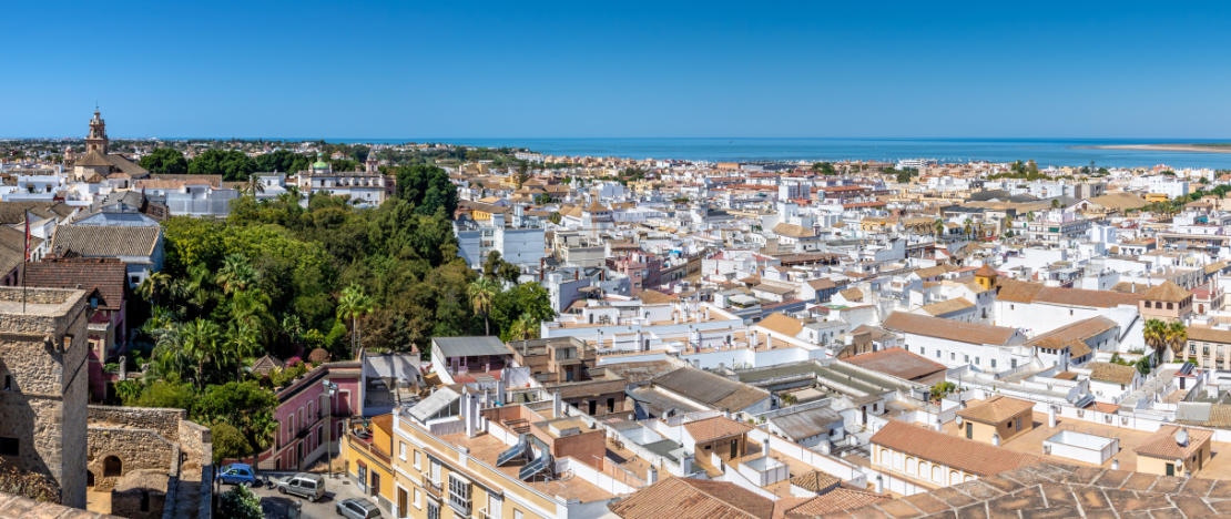 Veduta aerea di Sanlúcar de Barrameda, Andalusia