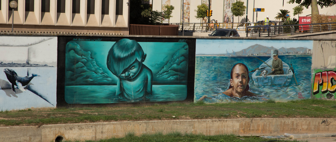 Shot of a mural in the city of Málaga, Andalusia