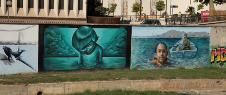 Shot of a mural in the city of Málaga, Andalusia Shot of a mural in the city of Málaga, Andalusia