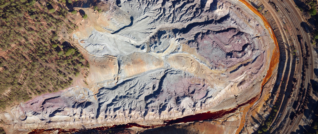 Aerial view of the Riotinto Mining Park in Huelva