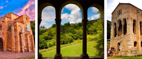 Przedromańskie ikony Asturii: kościół San Miguel de Lillo, fragment Santa María del Naranco i kościół Santa María del Naranco Przedromańskie ikony Asturii: kościół San Miguel de Lillo, fragment Santa María del Naranco i kościół Santa María del Naranco